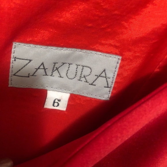 Zakura RED Tuxedo Style Dress Satin Trim “Off the Shoulders” Long Sleeve…(New) - Picture 8 of 10
